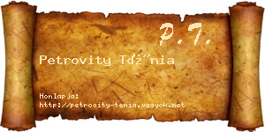 Petrovity Ténia névjegykártya